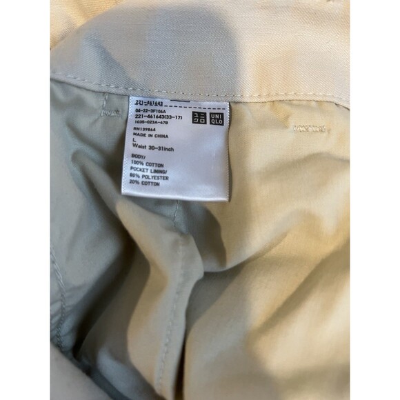 Uniqlo Women's Wide Straight Leg Cargo Pants 100% Cotton Khaki Beige Size Large - Picture 3 of 3